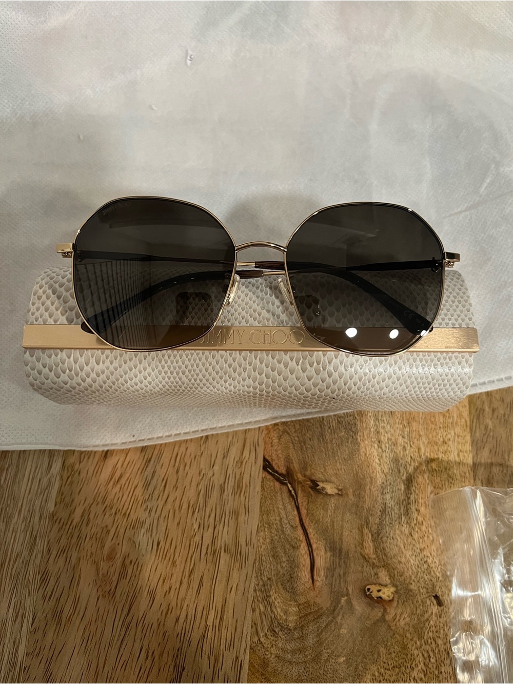 Jimmy Choo Gold Frame Sunglasses with Dark Gray Lenses